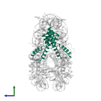 Histone H3.1t in PDB entry 3a6n, assembly 1, side view.