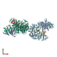 PDB entry 3a6p coloured by chain, front view.