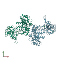 PDB entry 3a6z coloured by chain, front view.