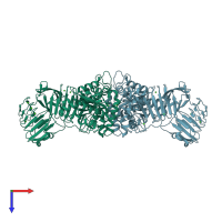 PDB entry 3a6z coloured by chain, top view.