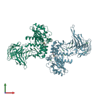 PDB entry 3a70 coloured by chain, front view.