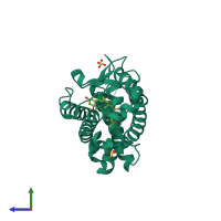 PDB entry 3a78 coloured by chain, side view.