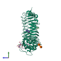 PDB entry 3a7c coloured by chain, side view.