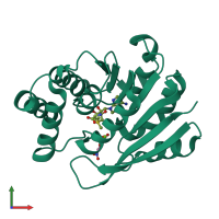 PDB entry 3a7e coloured by chain, front view.