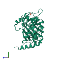 PDB entry 3a7i coloured by chain, side view.