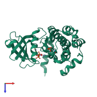 PDB entry 3a7j coloured by chain, top view.