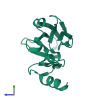 PDB entry 3a7l coloured by chain, side view.
