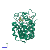 PDB entry 3a7n coloured by chain, side view.