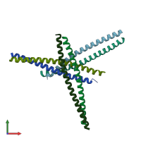 PDB entry 3a7o coloured by chain, front view.