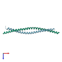 PDB entry 3a7p coloured by chain, top view.