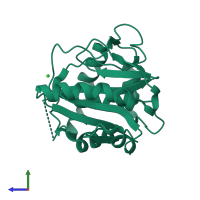 PDB entry 3a7s coloured by chain, side view.