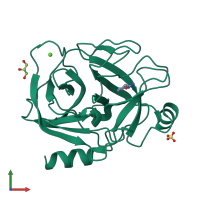 PDB entry 3a7v coloured by chain, front view.