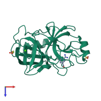 PDB entry 3a7v coloured by chain, top view.