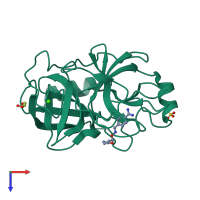 PDB entry 3a7w coloured by chain, top view.