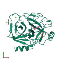 PDB entry 3a7x coloured by chain, front view.