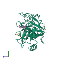 PDB entry 3a7x coloured by chain, side view.