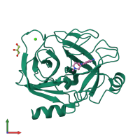 PDB entry 3a7z coloured by chain, front view.