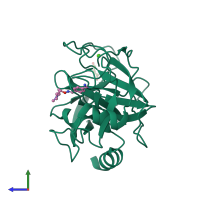 PDB entry 3a7z coloured by chain, side view.