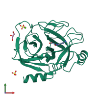 PDB entry 3a82 coloured by chain, front view.