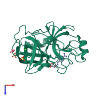 PDB entry 3a82 coloured by chain, top view.