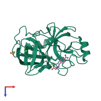 PDB entry 3a84 coloured by chain, top view.