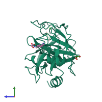 PDB entry 3a85 coloured by chain, side view.