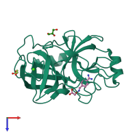 PDB entry 3a85 coloured by chain, top view.