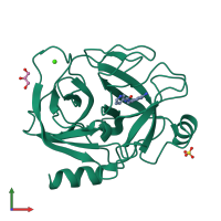 PDB entry 3a87 coloured by chain, front view.