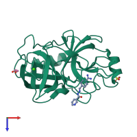 PDB entry 3a87 coloured by chain, top view.