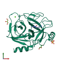 PDB entry 3a88 coloured by chain, front view.
