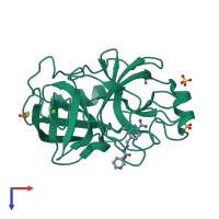 PDB entry 3a88 coloured by chain, top view.