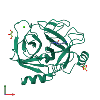 PDB entry 3a89 coloured by chain, front view.