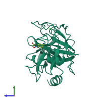 PDB entry 3a8c coloured by chain, side view.