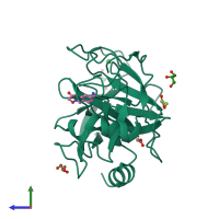 PDB entry 3a8d coloured by chain, side view.