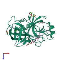 PDB entry 3a8d coloured by chain, top view.