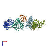 PDB entry 3a8i coloured by chain, top view.