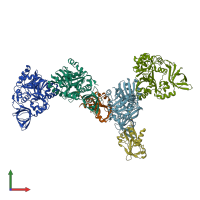 PDB entry 3a8j coloured by chain, front view.