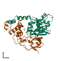 PDB entry 3a8m coloured by chain, front view.