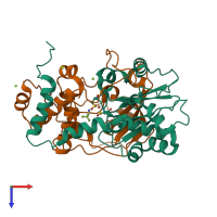 PDB entry 3a8m coloured by chain, top view.