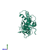 PDB entry 3a8n coloured by chain, side view.