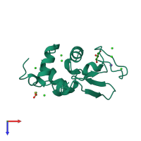 PDB entry 3a8z coloured by chain, top view.