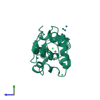 PDB entry 3a94 coloured by chain, side view.