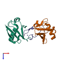 PDB entry 3a9j coloured by chain, top view.