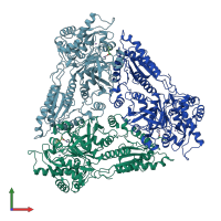 PDB entry 3a9r coloured by chain, front view.