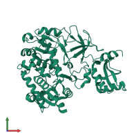 PDB entry 3a9u coloured by chain, front view.