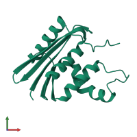 PDB entry 3aa2 coloured by chain, front view.