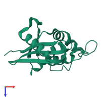 PDB entry 3aa3 coloured by chain, top view.
