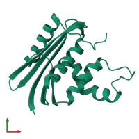 PDB entry 3aa4 coloured by chain, front view.
