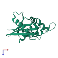 PDB entry 3aa5 coloured by chain, top view.