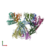 PDB entry 3aae coloured by chain, front view.